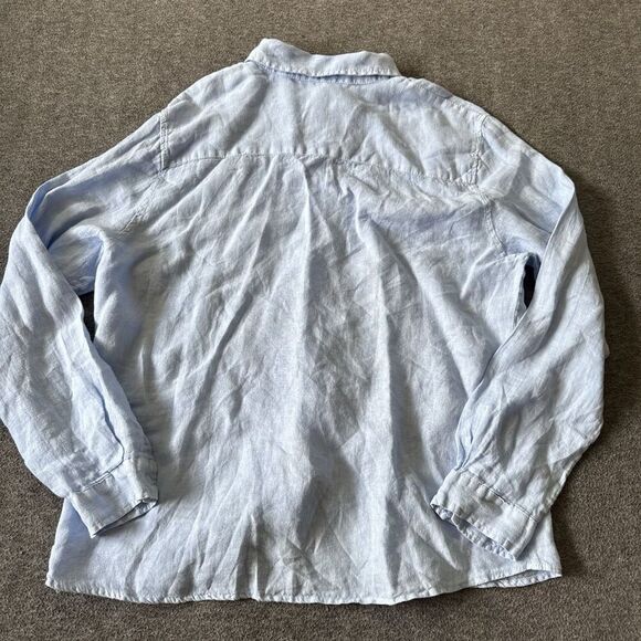 Puro Lino Shirt Mens Size 3XL Blue Button Up Long Sleeve Linen Made In Italy - Picture 2 of 8